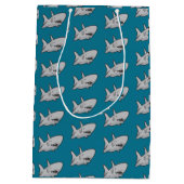 プールパーティーシャーク誕生日抱き枕 ミディアムペーパーバッグ (裏面)