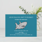 プールパーティーシャーク誕生日招待状 招待状 (スタンド正面)