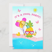 プールパーティースイミングバースデーパーティー 招待状 (裏面)