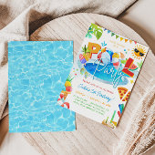プールパーティースイミングボーイ誕生日プールパーティー 招待状