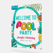 プールパーティースイミング誕生日フロストウェルカム アクリルサイン (傾斜)