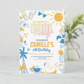 プールパーティースイミング誕生日 招待状 (スタンド正面)