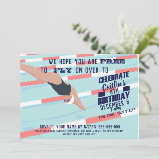 プールパーティースイムがスイミングクラブのパーティー招待状 招待状 (スタンド正面)