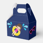 プールパーティースイムガール誕生日かわいい青ありがとう フェイバーボックス (裏面サイド)