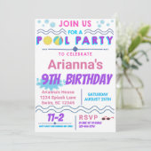 プールパーティースイム誕生日招待状 招待状 (スタンド正面)