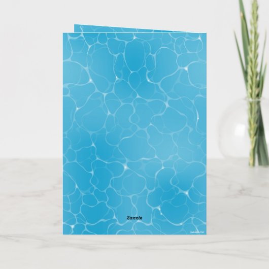 プールパーティースウィート16ウォーターブルーミニマリストブデイ サンキューカード (裏面)