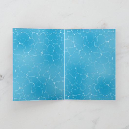 プールパーティースウィート16ウォーターブルーミニマリストブデイ サンキューカード (内部)