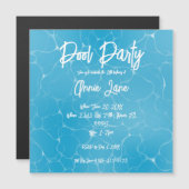 プールパーティースウィート16ウォーターブルーミニマリストブデイ マグネット招待状 (正面/裏面)