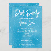 プールパーティースウィート16ウォーターブルーミニマリストブデイ 招待状 (正面/裏面)