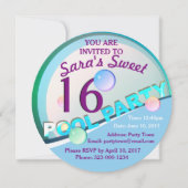 プールパーティースウィート16バートデイ招待状 招待状 (正面)