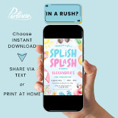 プールパーティースプラッシュサマー誕生日 招待状