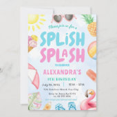 プールパーティースプラッシュサマー誕生日 招待状 (正面)