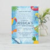 プールパーティースプラッシュプール誕生日 招待状 (スタンド正面)