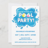 プールパーティースプラッシュ誕生日招待状 招待状 (正面)