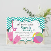 プールパーティーターキオースシェブロンアンドタンアーガイル柄の招待状 招待状 (スタンド正面)