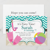プールパーティーターキオースシェブロンアンドタンアーガイル柄の招待状 招待状 (正面/裏面)