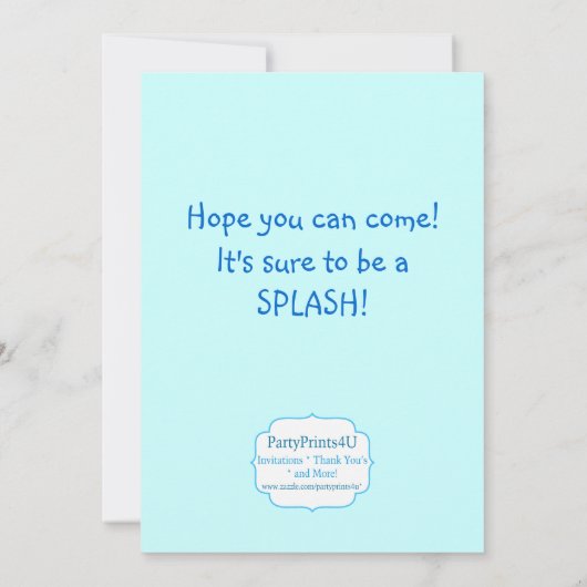 プールパーティーターコイズ水玉模様誕生日招待状 招待状 (裏面)