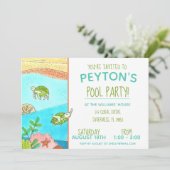プールパーティータートルズサマー誕生日 招待状 (スタンド正面)