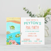 プールパーティータートルズサマー誕生日 招待状 (スタンド正面)