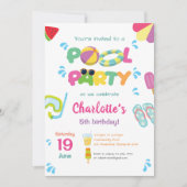 プールパーティーテーマ 招待状 (正面)