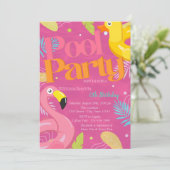 プールパーティートイトロピカル葉誕生日 招待状 (スタンド正面)