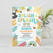 プールパーティートロピカルサマープールバースデーパーティー 招待状 (スタンド正面)