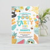 プールパーティートロピカルサマープールバースデーパーティー 招待状 (スタンド正面)