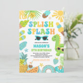 プールパーティートロピカルサマープールバースデーパーティー 招待状 (スタンド正面)