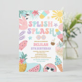 プールパーティートロピカルサマープールバースデーパーティー 招待状 (スタンド正面)