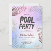 プールパーティートロピカルパームスウィート16誕生日 招待状 (正面)