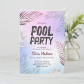 プールパーティートロピカルパームスウィート16誕生日 招待状 (スタンド正面)