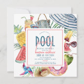 プールパーティートロピカルビーチギア 結婚前夜祭 招待状 (正面)