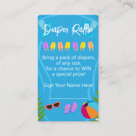 プールパーティーニュートラルおむつラッフルベビーシャワー エンクロージャーカード