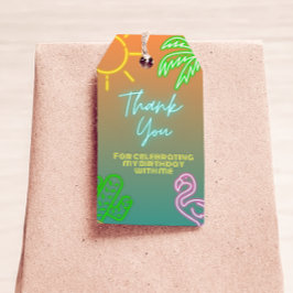 プールパーティーネオンメッセージカード ギフトタグ