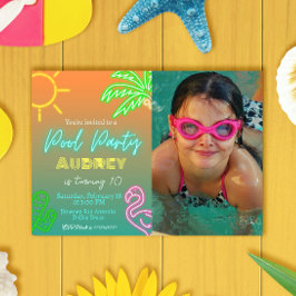 プールパーティーネオンランドスケープ 招待状