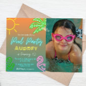 プールパーティーネオンランドスケープ 招待状