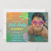 プールパーティーネオンランドスケープ 招待状 (正面)