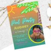 プールパーティーネオン招待状と写真 招待状
