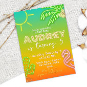 プールパーティーネオン – トロピカルアロハ 招待状