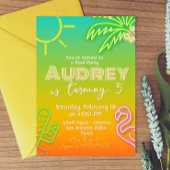 プールパーティーネオン – トロピカルアロハ 招待状