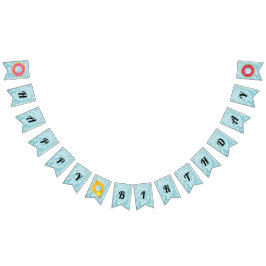 プールパーティーハッピーバースデー バンティングフラッグ