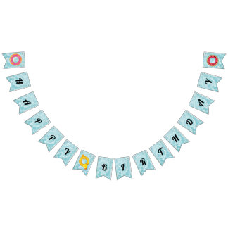 プールパーティーハッピーバースデー バンティングフラッグ