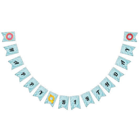 プールパーティーハッピーバースデー バンティングフラッグ (全)