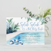 プールパーティーバッシュサマーボーイズ誕生日パーティー 招待状 (スタンド正面)