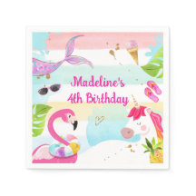 プールパーティーバッシュユニコーンマーメイドフラミンゴ誕生日