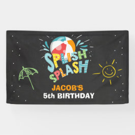 プールパーティーバースデーバナースプラッシュボールボーイ 横断幕