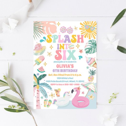 プールパーティーバースデー招待状 招待状