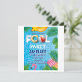 プールパーティーパーソナライズされた誕生日パーティー シーズンカード (スタンド正面)