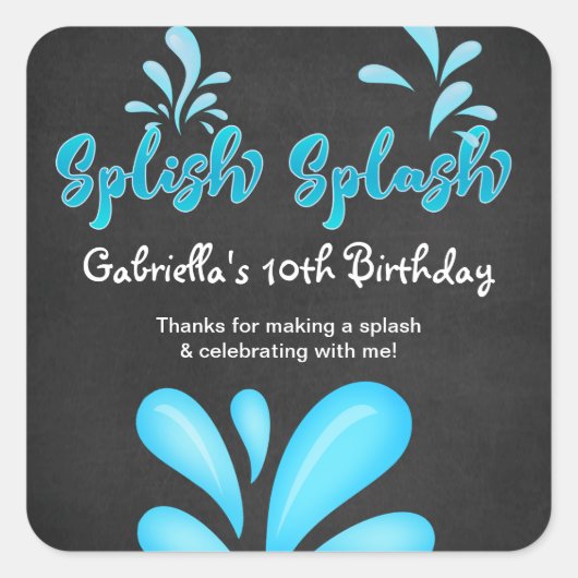 プールパーティービッグスプラッシュありがとうございました スクエアシール (正面)
