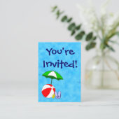 プールパーティービーチおもちゃ招待状名刺 エンクロージャーカード (スタンド正面)